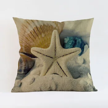 Aikštėje lino medvilnės pagalvės užvalkalą 45x45cm Vasaros blue marine life spausdinti dekoratyvinės pagalvėlės dangtis sofa automobilių, namų dekoro