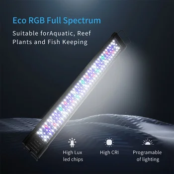 Akvariumas Šviesos Hygger Visą Spektrą su Aliuminio Lydinio Korpuso Ištraukiamas Skliaustuose Išorės Valdiklis, skirtas Gėlavandenių Žuvų Bakas