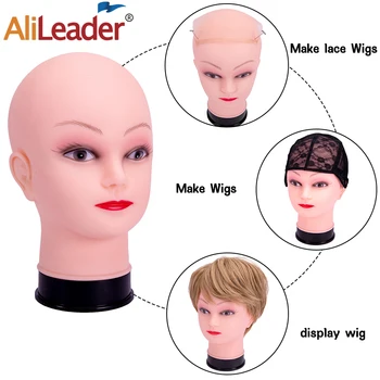 Alileader Moterų Plikas Manekeno Galvos Peruką Priėmimo Kepurės Ekranas Smėlio Spalvos Tamsiai Ruda, Kosmetologijos Manikin Galvos Makiažo Praktika