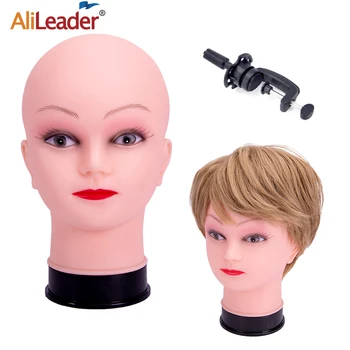Alileader Moterų Plikas Manekeno Galvos Peruką Priėmimo Kepurės Ekranas Smėlio Spalvos Tamsiai Ruda, Kosmetologijos Manikin Galvos Makiažo Praktika