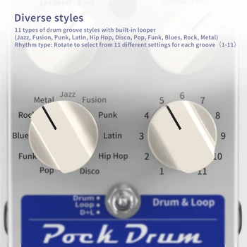 Ammoon PockDrum Drum & Linijos Gitaros Efektu Pedalas Built-in Looper Maks. 20min Įrašymas Neribojama Dub Dainos Gitara Accessaries