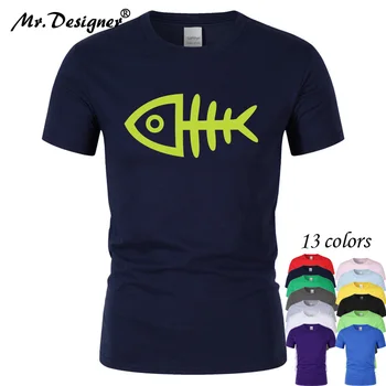 Animacinių filmų Žuvų Kaulų Medvilnės Marškinėliai Vyrams Vasaros trumpomis rankovėmis moterims Unisex Laisvalaikio T-shirt Cool Mados Spausdinti Vyrų Viršuje Tees CT08027