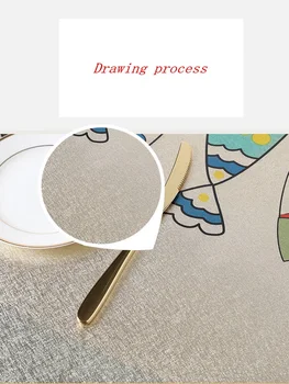 Animacinių filmų žuvų Marbling Medienos grūdų lentelė raštas padengti vandeniui oilproof staltiesė pritaikyti šalis vestuvių stalo dekoravimo kilimėlis