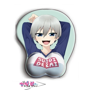 Anime Uzaki-chan Nori Hang Out! 3D Oppai Pelės Kilimėlis Hana Uzaki Cosplay Žaidimas Pelės Mygtukai Riešo Poilsio Minkštas Krūties Kilimėlis Playmat