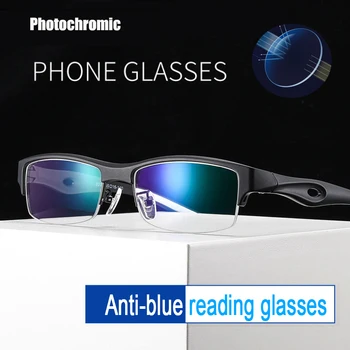 Anti-mėlyna šviesa Sporto Photochromic skaitymo akiniai lauko spalva keičiasi Presbyopia pusė Kadro Akiniai Black 2.5 1.50