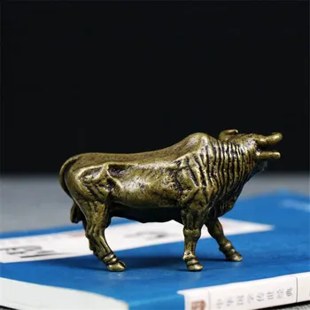 Antikvariniai Bronzos Indijos Galvijų Statula Kieto Vario Bull Figūrėlės Papuošalai Miniatiūros Feng Shui Namų Dekoro Priedai, Stalo Dekoras