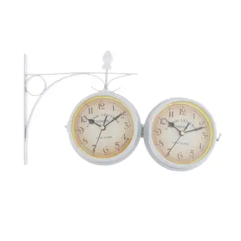 Antikvariniai Stoties Laikrodis Dvipusis Atrama Metalinis Rėmas Išjungimo Laikrodis 21cm Dia.