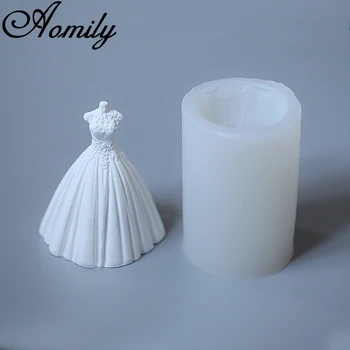 Aomily 3D Vestuvių Suknelė Formos Silikoninės Formos Tortas Šokolado Pelėsių Vestuvių Tortas Dekoravimo Priemonės, Minkštas Sugarcraft Muilo Forma