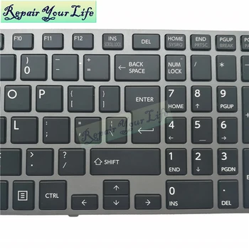 Apšvietimu anglų nešiojamojo kompiuterio klaviatūrą skirtą Toshiba Tecra Z50 Z50-A Z50-A1502 Z50-A1510 MUMS išdėstymą Pakeisti Klaviatūras pilkos spalvos rėmas