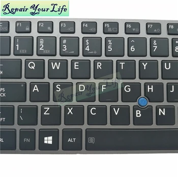 Apšvietimu anglų nešiojamojo kompiuterio klaviatūrą skirtą Toshiba Tecra Z50 Z50-A Z50-A1502 Z50-A1510 MUMS išdėstymą Pakeisti Klaviatūras pilkos spalvos rėmas