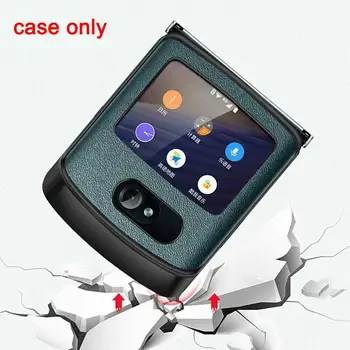 Atsparus smūgiams Atveju Apsaugos Atveju Motorola Razr 5G, Prabanga, Originali Veganų Odos Hibridinių Standžiųjų PC Case Cover