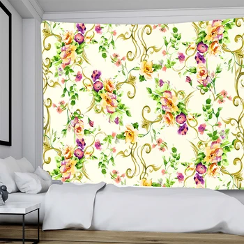 Augalai ir gėlės psichodelinio scena namų dekoro gobelenas bohemijos dekoro hipių miegamojo lova lapas, sofos antklodė