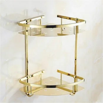 Auksinis trikampis krepšelį Europos stiliaus lentynos iš Nerūdijančio plieno vonios kambarys pakabukas dvigubo kampo rėmas Vonios kambarys, tualetas trikampis krepšelio