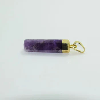 Aukso Bžūp Natūralaus Akmens Violetinė kvarco kristalų ilgas pakabukas už femme mergina pakabukai Klijuoti Juostele perlas juvelyrikos priėmimo priedai