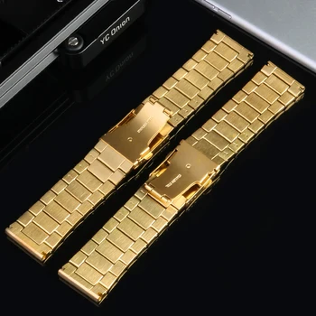 Aukso spalvos Nerūdijančio plieno watchband 22mm 24mm 26mm 28mm vyriški žiūrėti dirželis kieto metalo apyrankė DZ7333 DZ4344 laikrodžiai grupė