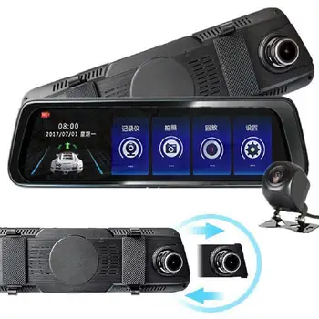 Automobilių DVR Dual Objektyvas 10 Colių Automobilinis vaizdo Kamera Full HD 1080P Vaizdo įrašymo galinio vaizdo Veidrodėliai Su Galinio vaizdo DVR Brūkšnys cam Auto Registrator