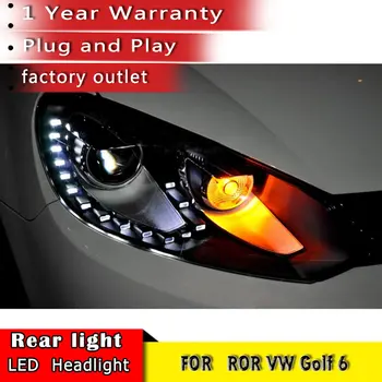 Automobilių Stilius. 2010 m. 2013 m. VW Golf 6 Žibintai Volkswagen Golf LED Žibintai DRL Bi Xenon Objektyvas Didelis artimąsias automobilių Stovėjimo aikštelė Rūko Žibintas