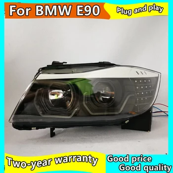 Automobilių Žibintų BMW E90 330I 318i 320I led Angel Eyes priekinis žibintas 2005-2012 m. metų E90 Headlighs DRL++Posūkio Signalo+Stabdžiu+Atvirkštinės