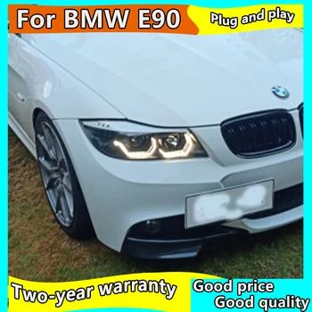 Automobilių Žibintų BMW E90 330I 318i 320I led Angel Eyes priekinis žibintas 2005-2012 m. metų E90 Headlighs DRL++Posūkio Signalo+Stabdžiu+Atvirkštinės