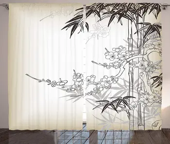Azijos Užuolaidos Japonų meno Kūrinio Tradicinio Stiliaus, Dizaino Bambuko Medis Sakura Temą Kambarį Miegamojo Lango Užuolaidos Balta