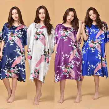 B1687 Karšto Pardavimas 14 Spalvų, Vasaros Kinijos Moterų Pižamą Šilko, Viskozės Vonia, Chalatas, Suknelė Kimono Suknelė Gėlių Sleepwear Plius Dydis