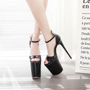 BBZAI moterų batai Siurbliai 20CM aukštakulnį batai, sandalai Rodyti Sagtis Peep Toe Platforma Modelis Lady Vandeniui 12CM 34-43