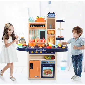 BEKOBABY 65Pcs 93CM Modeliavimas Virtuvės, Vaikų Valgių Žaislų Rinkinys Vaikas Virtuvės Žaislai Apsimesti Žaisti, Mokytis Švietimo Purškimo Žaislai