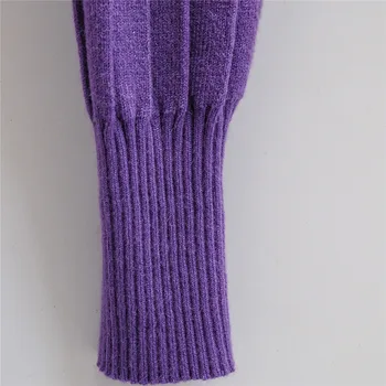 BLSQR Moterų Pasėlių Cardigan Megztiniai Moterų Violetinė Trumpas Megztinis V-Kaklo, ilgomis Rankovėmis Džemperis Moterims Megztas Megztinis