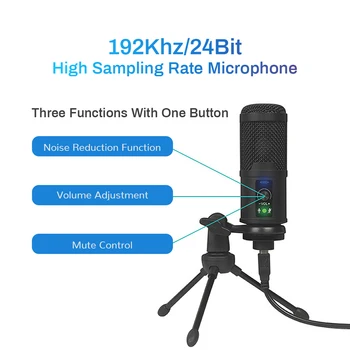 BM-65 Profesija studio USB Mikrofonas Karaoke Dainavimas Nešiojamas Įrašymo Kondensatoriaus Mikrofonas, KOMPIUTERIO, Kompiuterinių Žaidimų Stream Mic