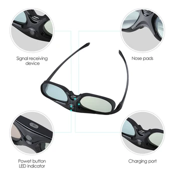 BOBLOV JX-30 3D Active Shutter Glasses DLP-Link 96Hz/144Hz USB Įkrovimo Namų Kino Juoda BenQ, Dell, Acer 3D Projektorius