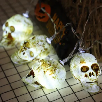 Baisu Kaukolės Formos String Žibintai LED Girliandą Helovinas Dekoratyvinės Šviesos Kūrybinė Grupė Kabinti Papuošalų Prekių Prop II