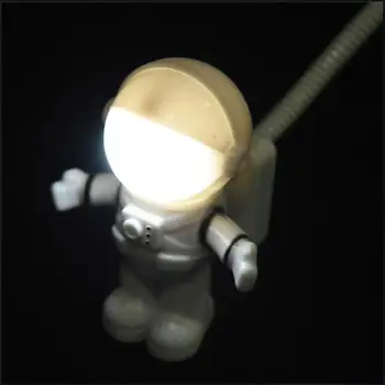 Baltos spalvos Lanksčias Astronautas Astronautas USB Vamzdis LED Nakties Šviesos Lempa Kompiuterio, Nešiojamojo KOMPIUTERIO, Nešiojamojo kompiuterio Skaitymo Nešiojamų DC 5V