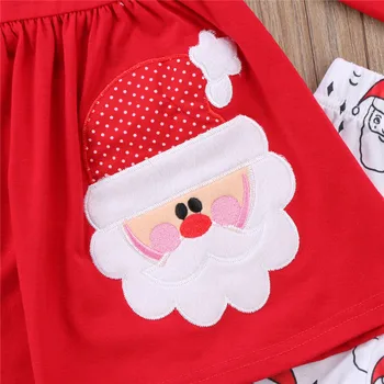 Bamblys Vaikams Baby Girl Drabužiai Nustatyti 2018 M. Rudenį ilgomis Rankovėmis Raudona, T-marškinėliai, Kelnės Santa Lankas Lankelis 3PCS Kalėdų Kalėdų Mergaičių Apranga