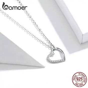 Bamoer Originali 925 Sterlingas Sidabro formos meilės Grandinės Karoliai Moterų Fine Jewelry 2020 Naujas Antkaklis SCN347