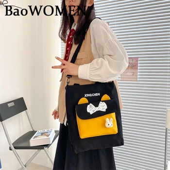 BaoWomen Korėjos Drobės Peties Maišas Su Užtrauktuku Prabanga Moterų Krepšiai Dizaineris Moterų Krepšys Ponios Paprastos Rankinės Laiško Spausdinimas