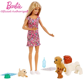 Barbė Lėlės Sužinoti, Gyvūnų Priežiūra Serijos Barbie Mergina, Dovanų Dėžutėje Žaislas Padės Pet Ėdrus Šuo DWJ68 Walk & Pamišęs PUP