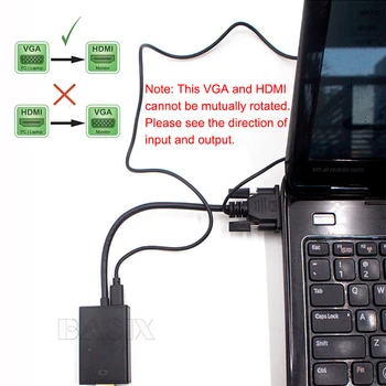 Basix VGA į HDMI suderinamus Kabelis, Kabelis Garso Galia 1080P VGA2hdmi Vyrų ir Moterų Adapteriu KOMPIUTERIO, nešiojamojo kompiuterio į HDTV Projektorius