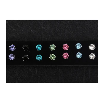BeBella 0,7 cm šešis letena kristalų stud auskarai rinkinys su langelyje 7 spalvų Kristalais iš Swarovski moterims, mergaitėms dovanų
