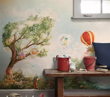Beibehang Užsakymą tapetai, 3d foto freskomis mielas animacinių filmų medžio vaikų kambario foną sienos popieriaus kambarį 3d papel de parede