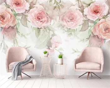 Beibehang Užsakymą tapetai rožių gėlių rankoje-dažytos TV foną, sienos, namo apdailos miegamojo kambarį freskomis 3d tapetai