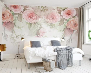 Beibehang Užsakymą tapetai rožių gėlių rankoje-dažytos TV foną, sienos, namo apdailos miegamojo kambarį freskomis 3d tapetai