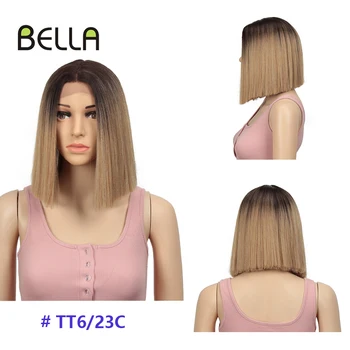 Bella Sintetinių Nėriniai Priekiniai Perukas Tiesūs Plaukai, Bob Šviesūs Perukai Mėlynos ir Žalios Spalvos Nėrinių Priekinės Cosplay 10