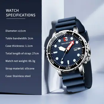 Ben Nevis vyriški Laikrodžiai Mados Kvarcinis Analoginis laikrodis Su Data Karinės Žiūrėti Vandeniui Silikoninė Guma Dirželis Laikrodis Žmogui