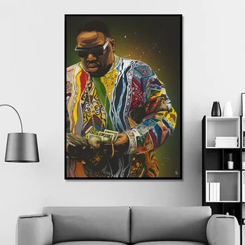 Biggie Hip-Hop Repo Muzikos Žvaigždė Plakatas Sienos Meno Tapybos aliejaus tapybos Drobės Plakatas Namų Dekoras Drobė Spausdinti (be rėmelio)