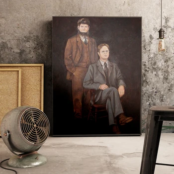 Biuro Plakatas Portretas Dwightas Schrute ir Mose Schrute Drobės Tapybos Sienos Meno Apdaila už Kambarį
