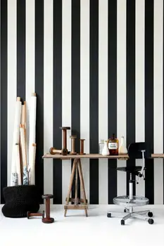 Black&White Vertikaliai Dryžuotų Tapetų (5 m2), Namo Apdaila Už Kambarį Miegamasis Fone Sieninis Dengiamasis Modernia Prabanga