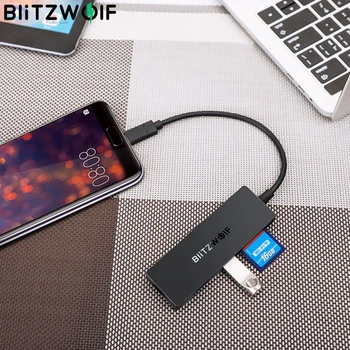 BlitzWolf BW-TH4 5-in-1 Modelis-C 3-Port USB 3.0 SD TF Card Reader Duomenų centro 5Gbps USB 3.0 USB Šakotuvai TF, SD Kortelių Skaitytuvą, OTG
