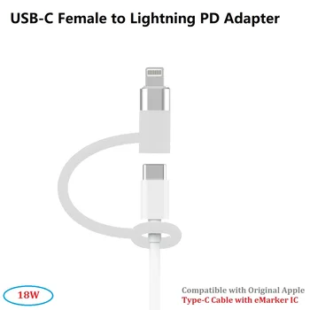 C tipo Moterų Žaibo PD greitojo Įkrovimo Adapteris,18W Suderinamas su Originaliu Apple USB-C Kabelio iPhone 12 Pro Max, 11 Xs Xr