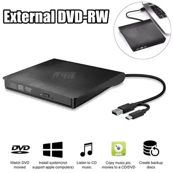 C tipo USB 3.0 Plonas Išorinis DVD RW / CD Rašytojas Ratai Degiklis Reader Žaidėjas Optiniai Diskai CD-RW įrašymo įrenginys Reader, Diktofonas Nešiojamas