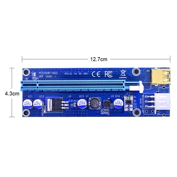 CHIPAL Aukso 100CM 60CM VER009S PCI-E Riser Card PCIE 1X iki 16X Extender Dviguba LED Indikatorius + USB 3.0 Cable / 6Pin Maitinimo Laidą